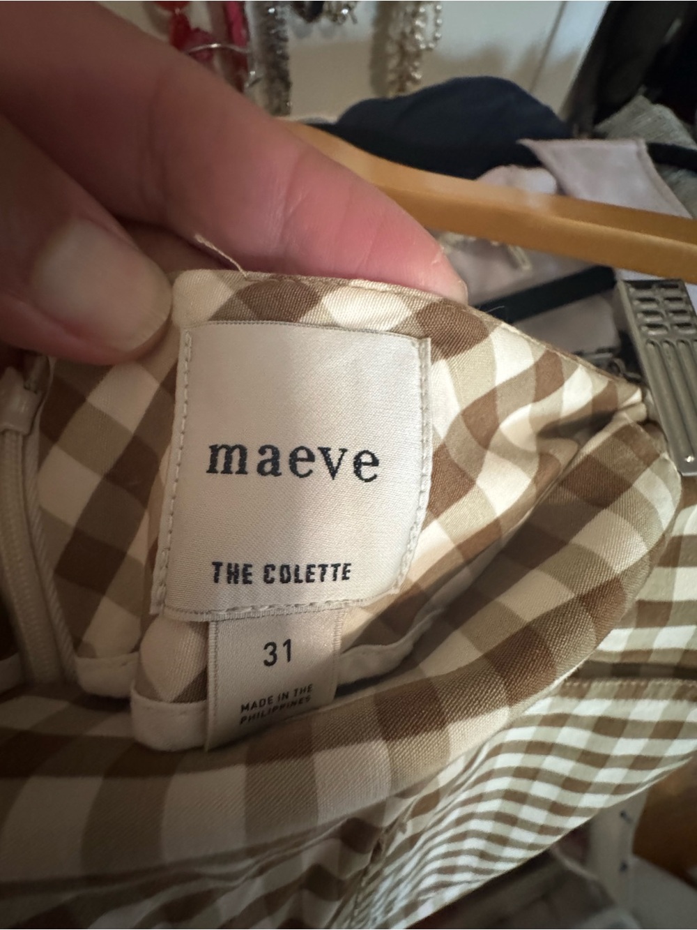 Maeve Brown and Cream Gingham Cropped Wide-Leg Pants - Picture 3 of 3